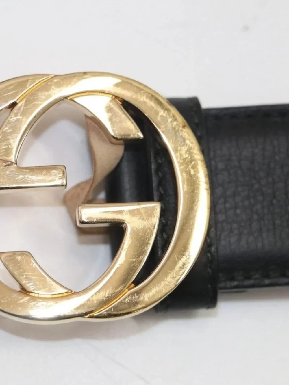 Gucci Interlocking Gold GG Belt 370543 Size 36 - Black/Brown women